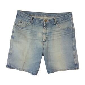 Wrangler shorts men's 38x 9 blue denim cotton light wash